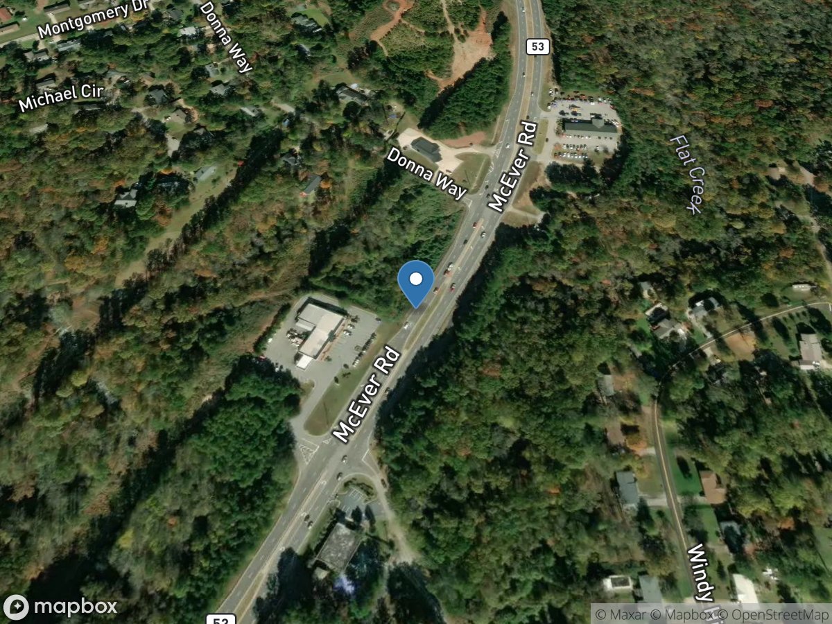 Flat Creek at McEver Road, near Gainesville, GA location