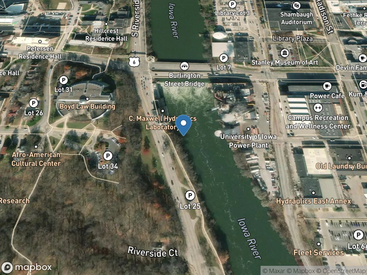 Iowa River at Iowa City, IA location