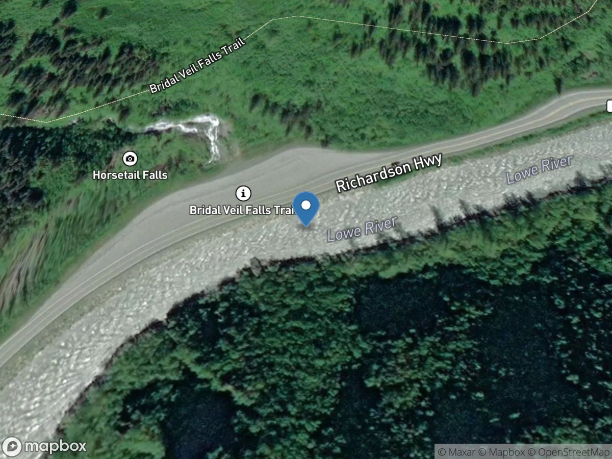 Lowe River above Horsetail Falls near Valdez AK location