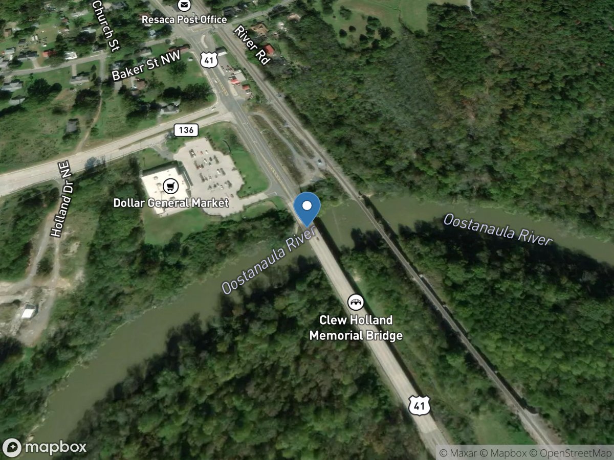 Oostanaula River at Resaca, GA location