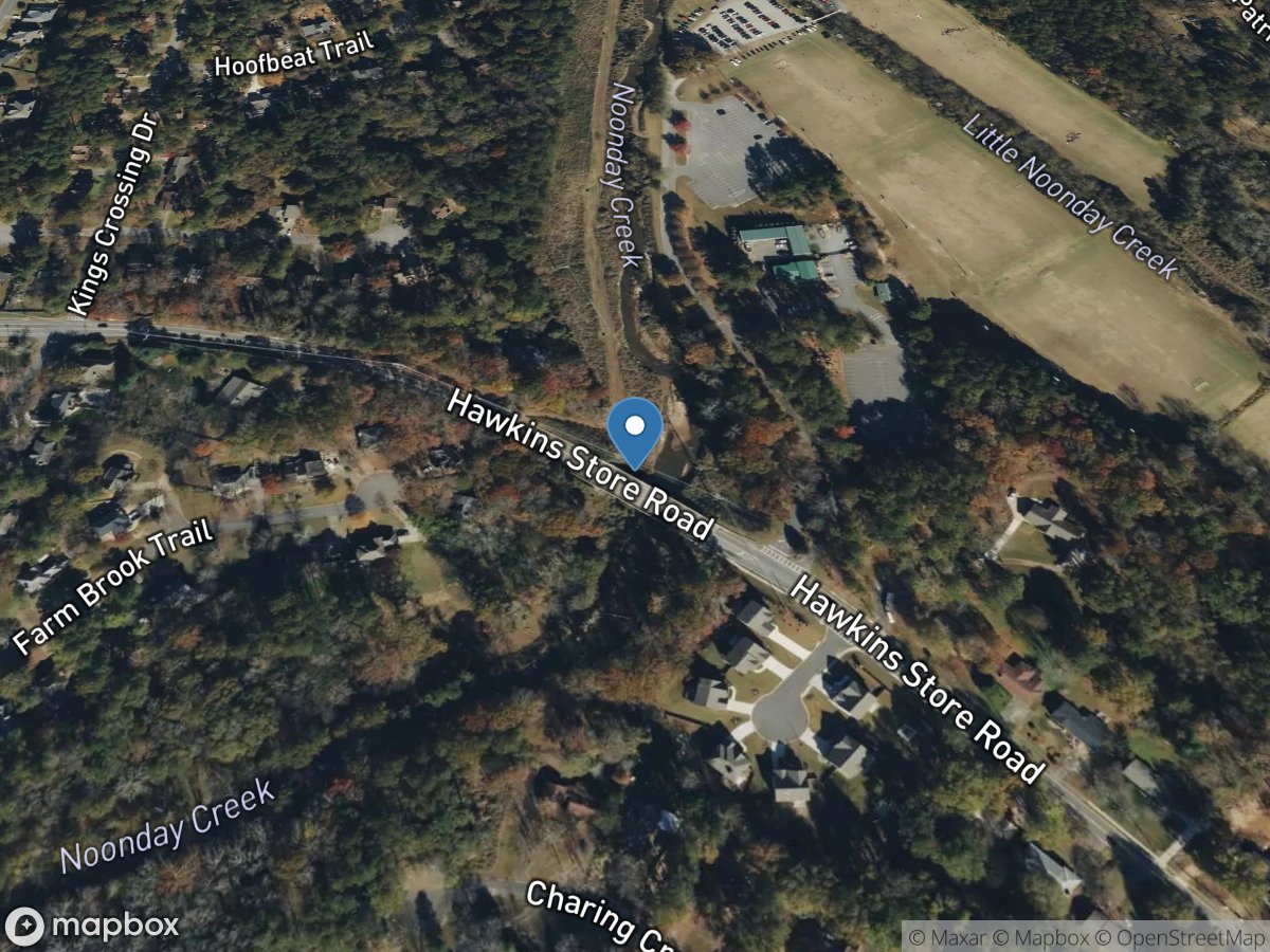 Noonday Creek at Hawkins Store RD, near Woodstock,GA location