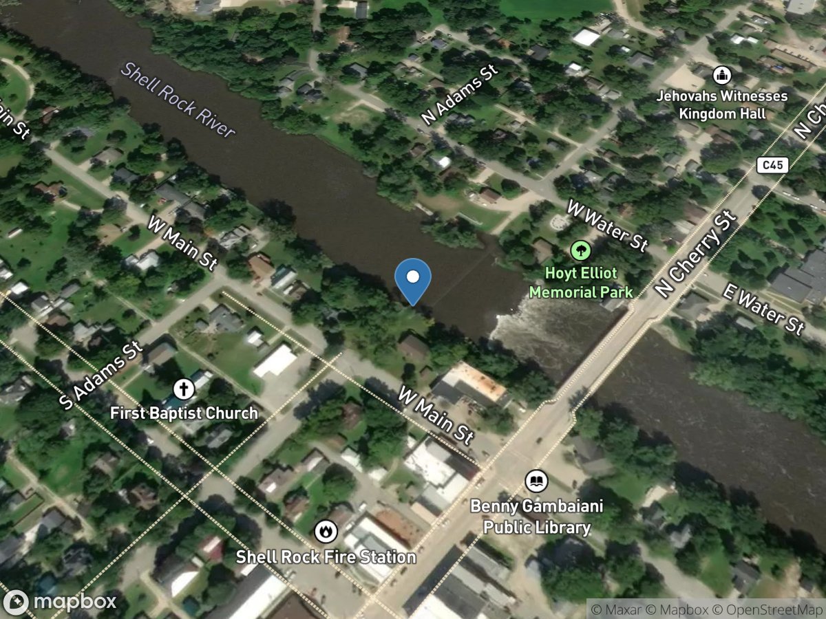 Shell Rock River at Shell Rock, IA location