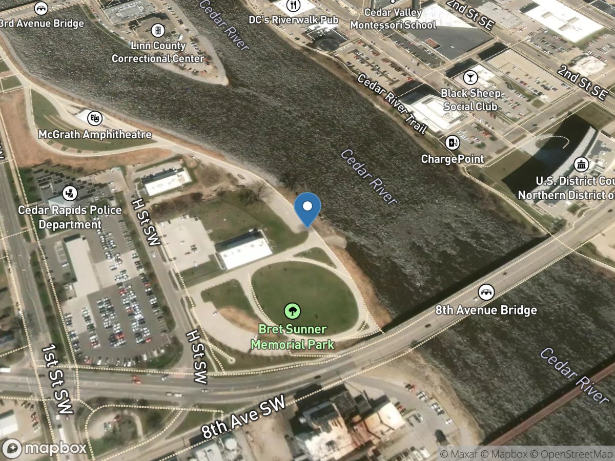 Cedar River at Cedar Rapids, IA location