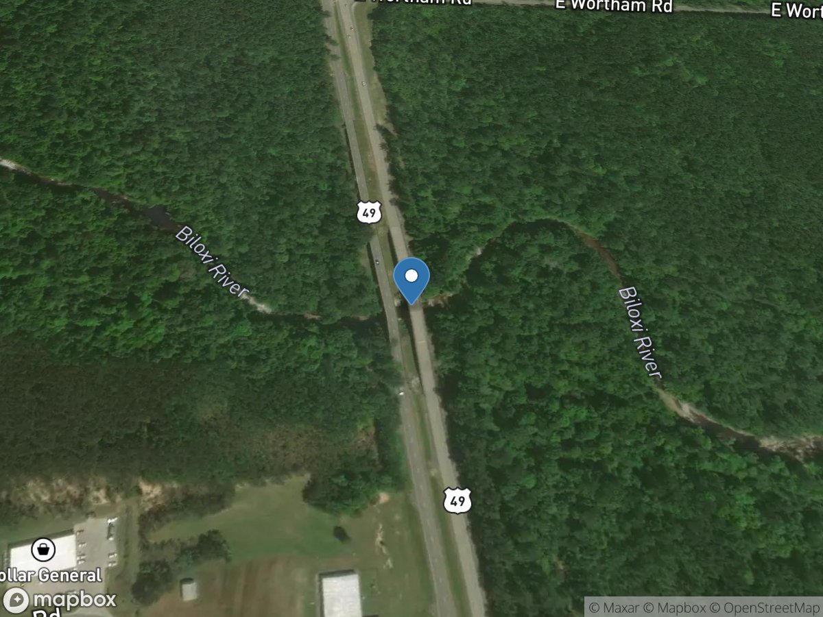 Biloxi River at Wortham, MS location