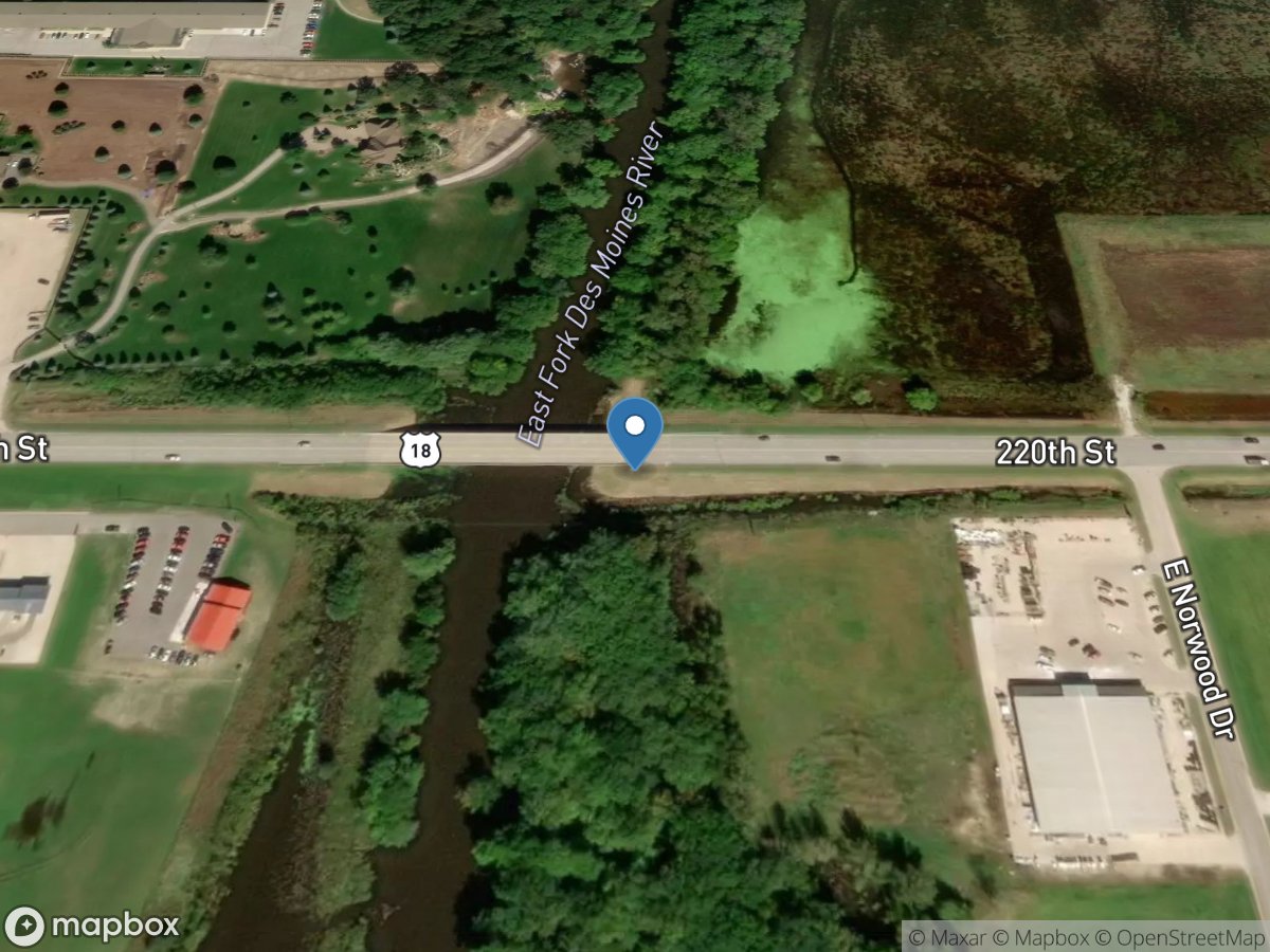 East Fork Des Moines River near Algona, IA location