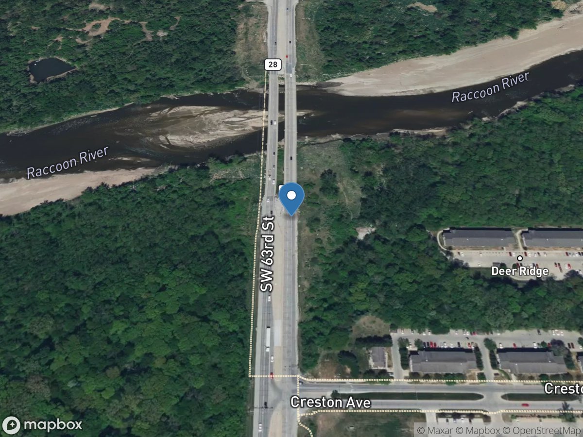 Raccoon River at 63rd Street at Des Moines, IA location