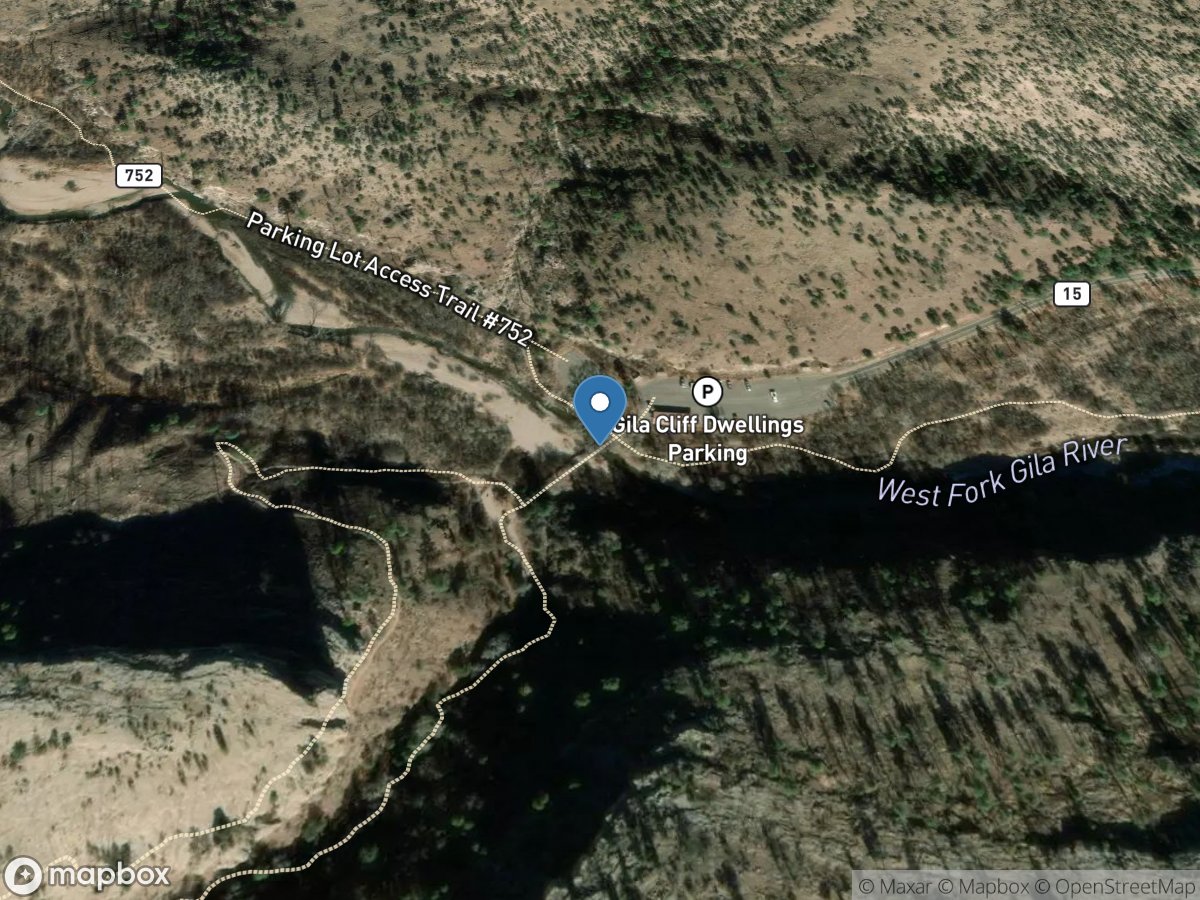 West Fork Gila River at Gila Cliff Dwellings, NM location