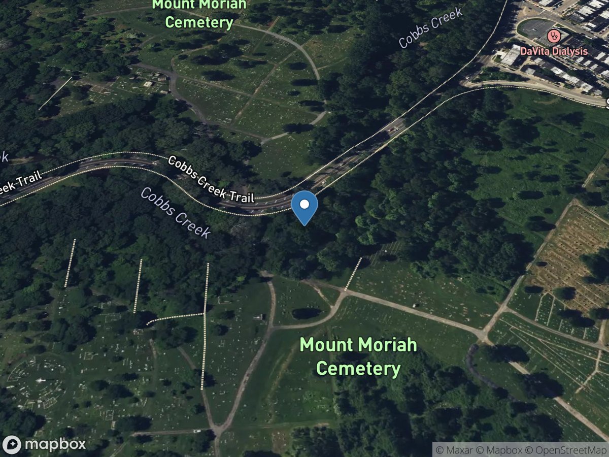 Cobbs Creek at Mt. Moriah Cemetery, Philadelphia location
