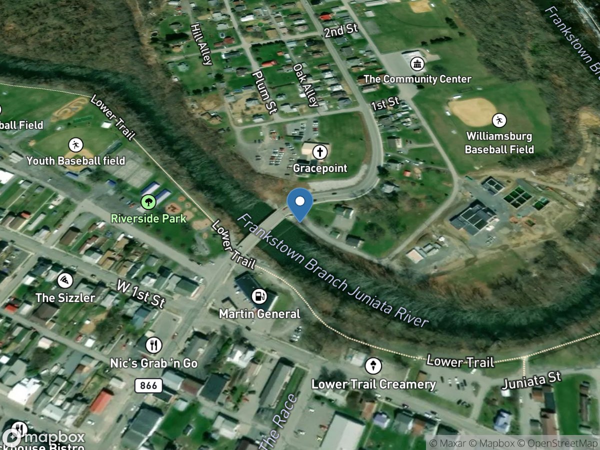 Frankstown Branch Juniata River at Williamsburg, PA location