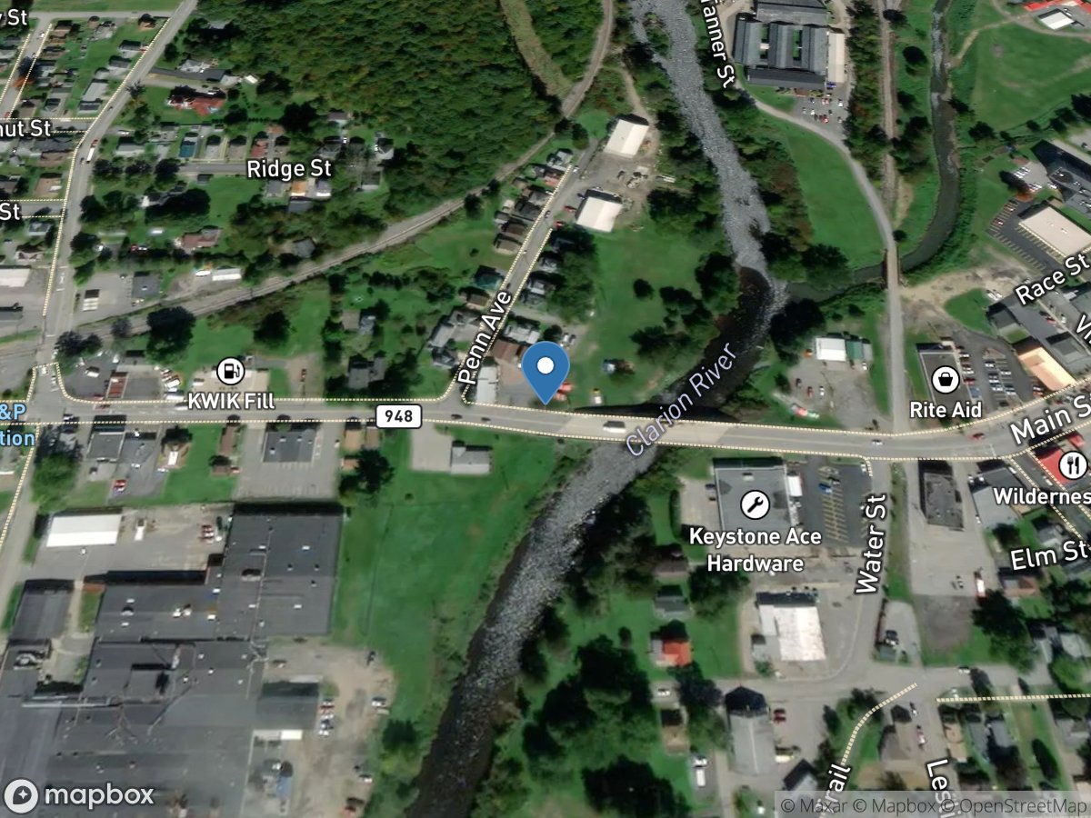 Clarion River at Ridgway, PA location