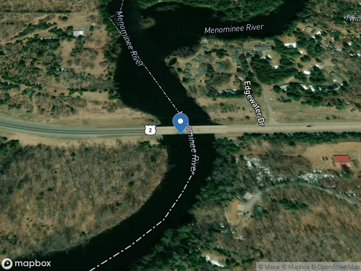 Menominee River at US HWY-2 near Iron Mountain, MI location