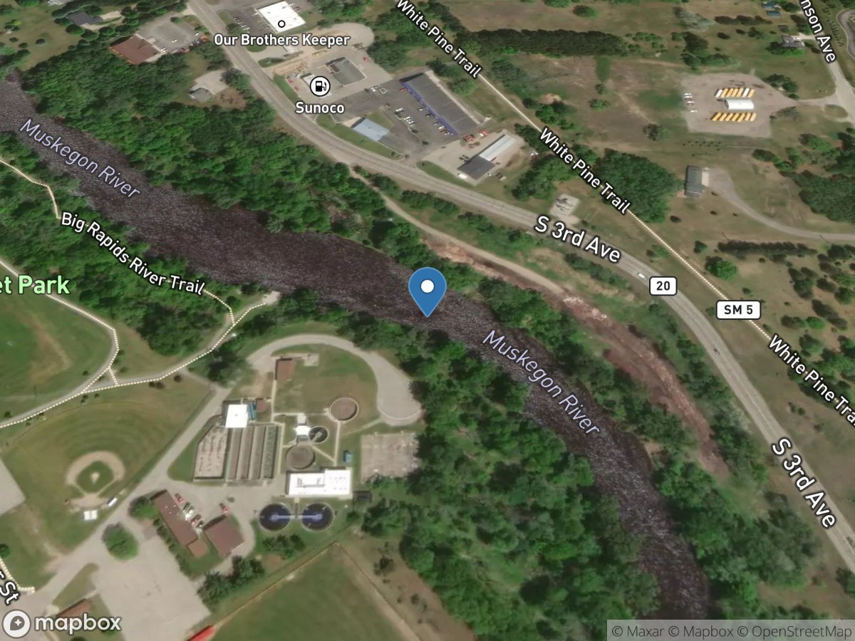 Muskegon River at Big Rapids, MI location