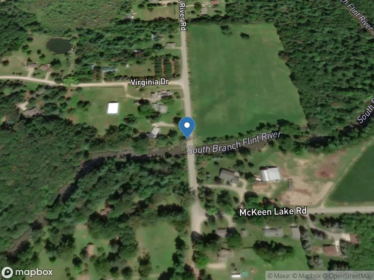 S Branch Flint River at Flint River Road near Millville,MI location