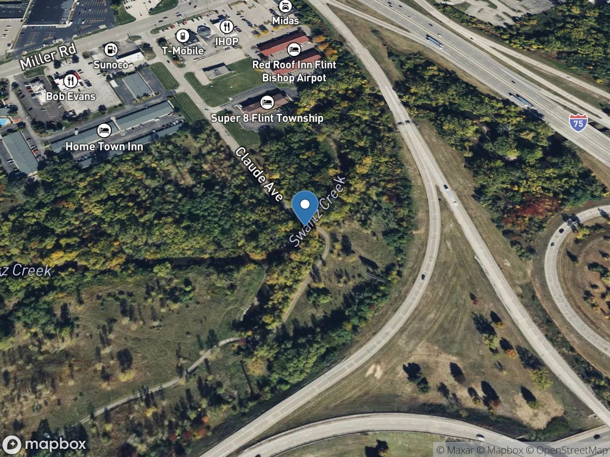 Swartz Creek at Claude Avenue at Flint, MI location