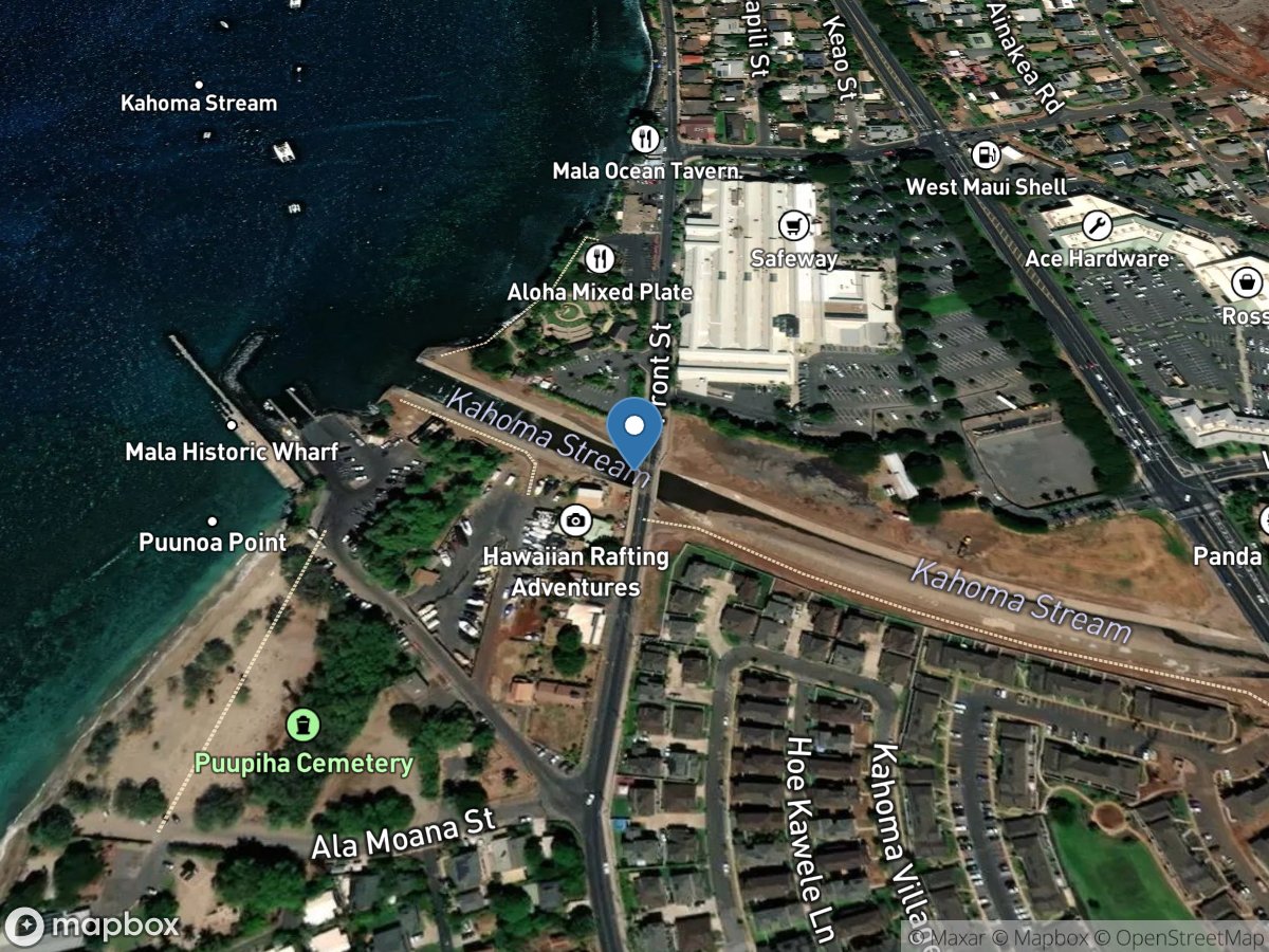 Kahoma Stream at Front Steet, Maui, HI location