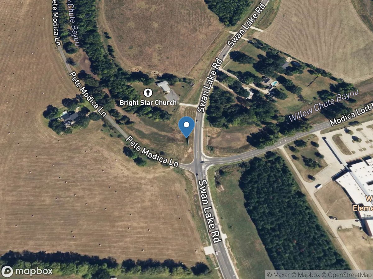 Willow Chute Bayou at Swan Lake Road near Bossier City location