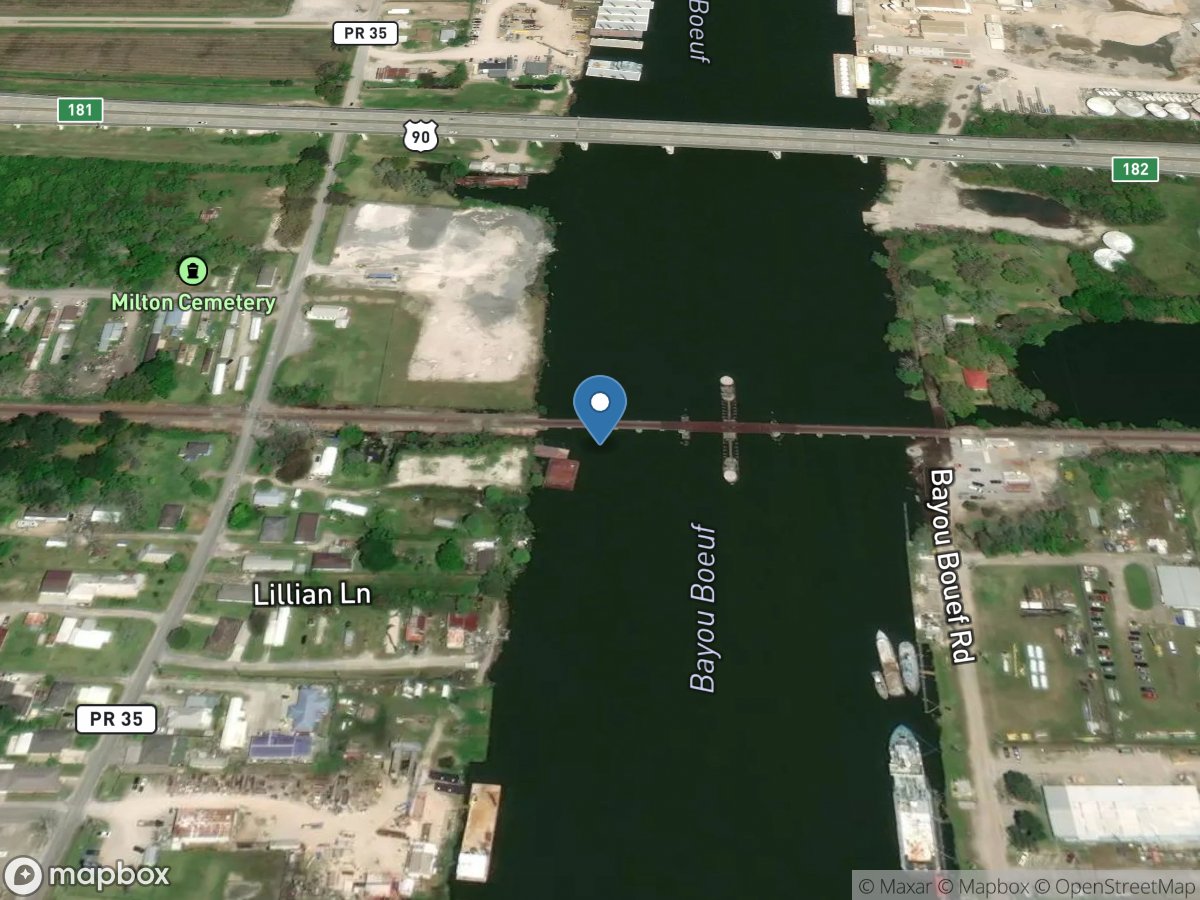 Bayou Boeuf at Railroad Bridge at Amelia, LA location