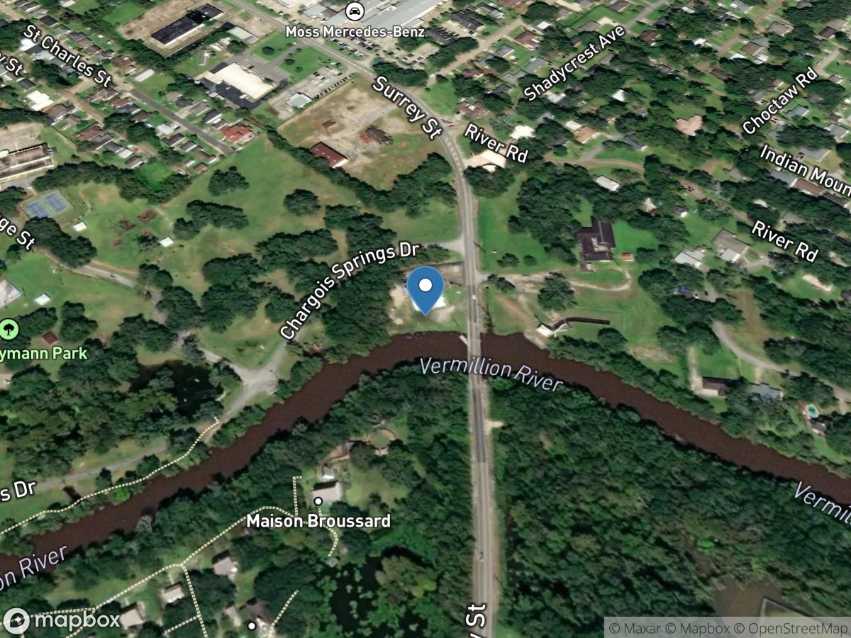 Vermilion River at Surrey St. at Lafayette, LA location