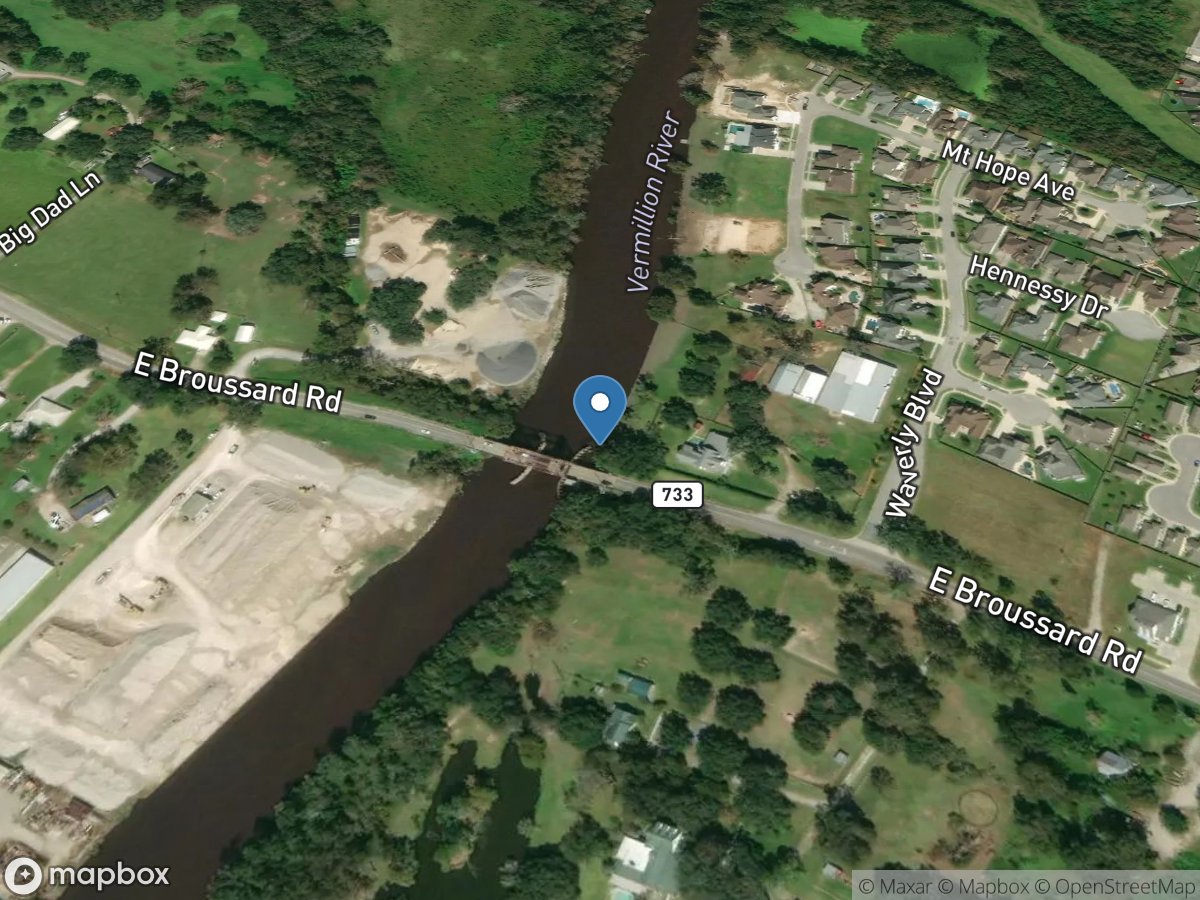 Vermilion River at Highway 733 near Lafayette, LA location