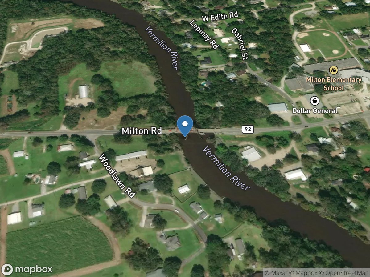 Vermilion River at Highway 92 at Milton, LA location