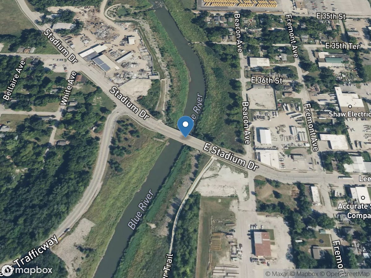 Blue River at Stadium Drive in Kansas City, MO location