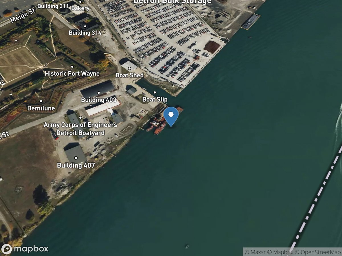 Detroit River at Fort Wayne at Detroit, MI location