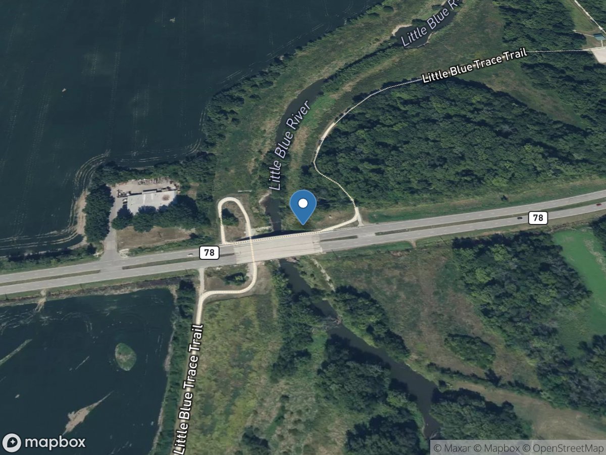 Little Blue River near Lake City, MO location