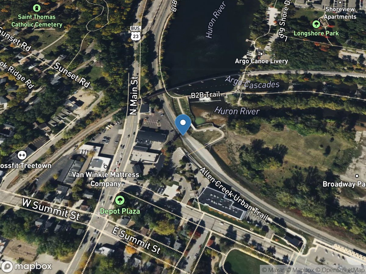 Allen Creek at Mouth at Ann Arbor, MI location