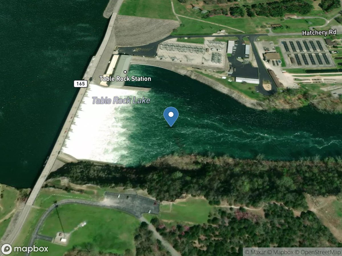 White River bl Table Rock Dam near Branson, MO location