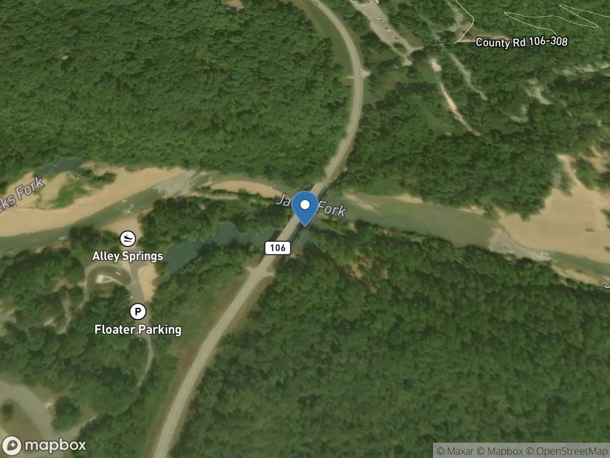 Jacks Fork at Alley Spring, MO location