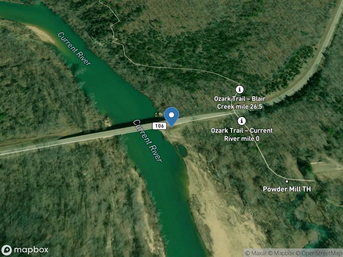Current River above Powder Mill, MO location
