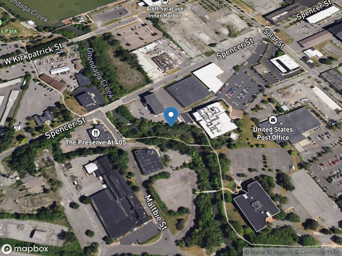 Onondaga Creek at Spencer Street, Syracuse NY location