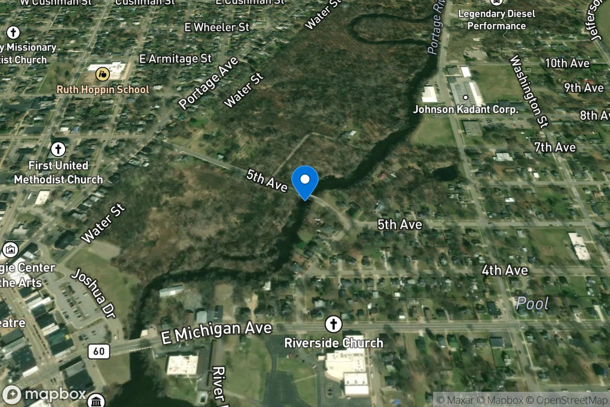 Portage River at Fifth Avenue at Three Rivers, MI location