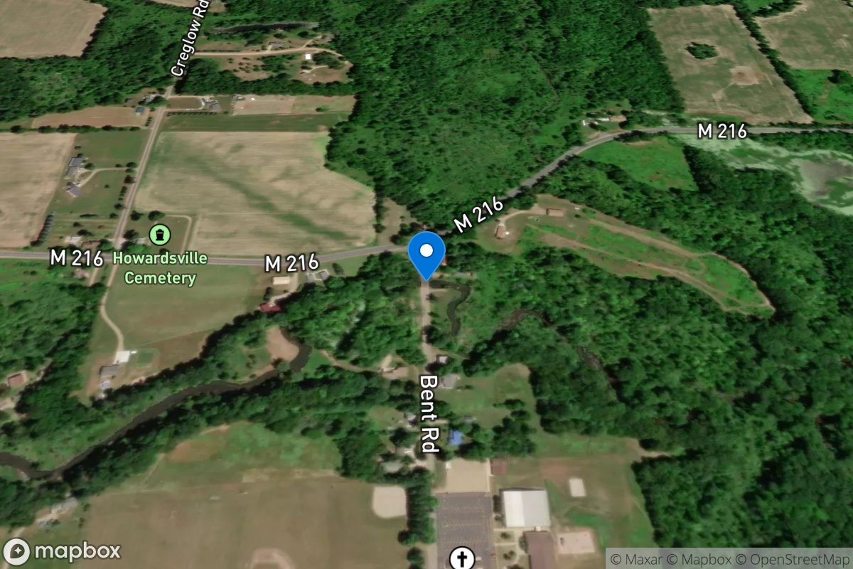 Rocky River at Bent Road at Howardsville, MI location