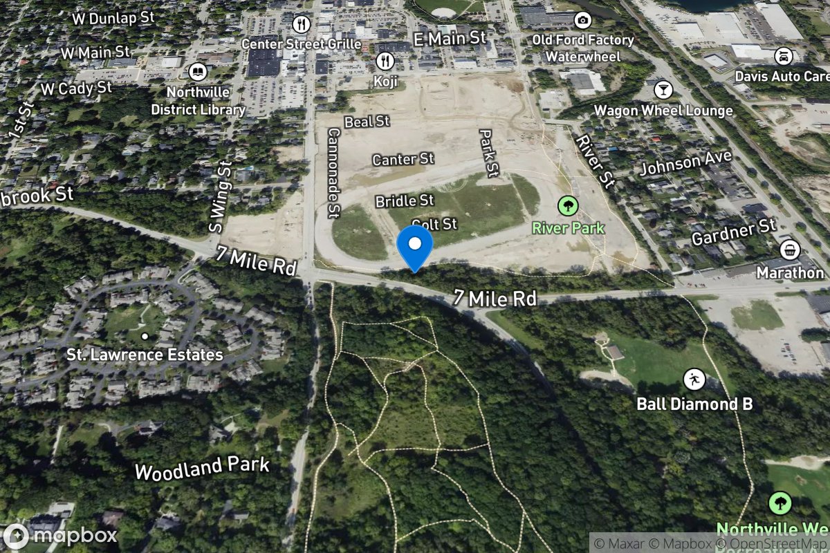 Johnson Creek at 7 Mile Road at Northville, MI location