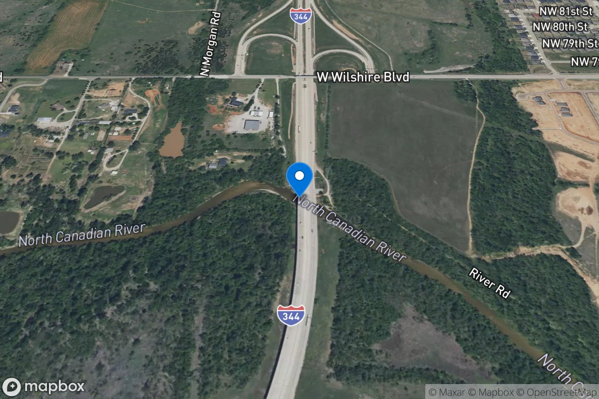 North Canadian River at Morgan Road near Yukon, OK location