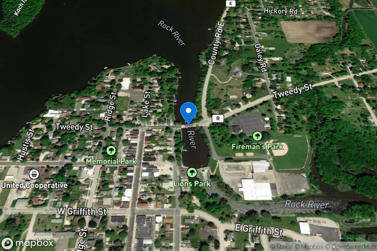 Rock River at Tweedy St. at Hustisford, WI location