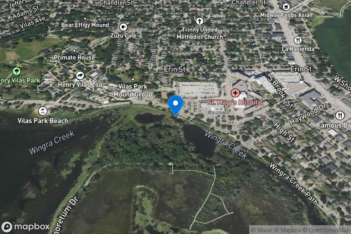 Lake Wingra Outlet at Madison, WI location