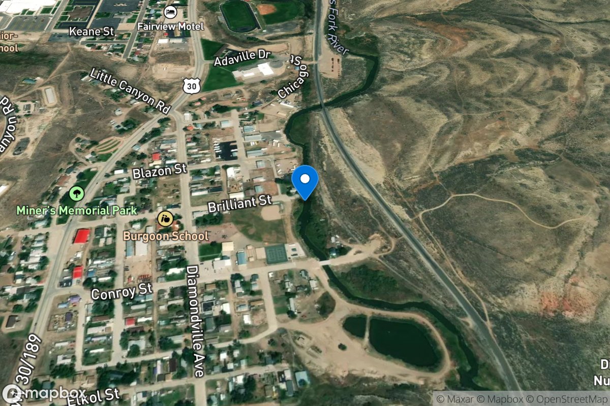 Hams Fork at Diamondville, WY location