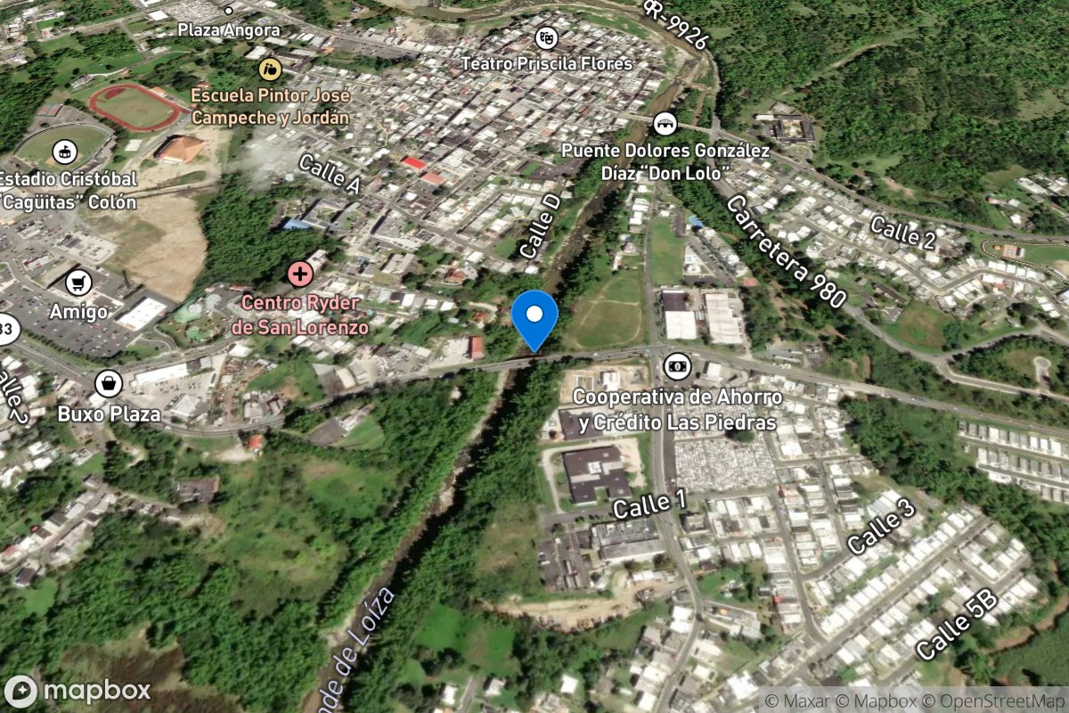 Rio Grande DE Loiza at Highway 183 San Lorenzo, PR location