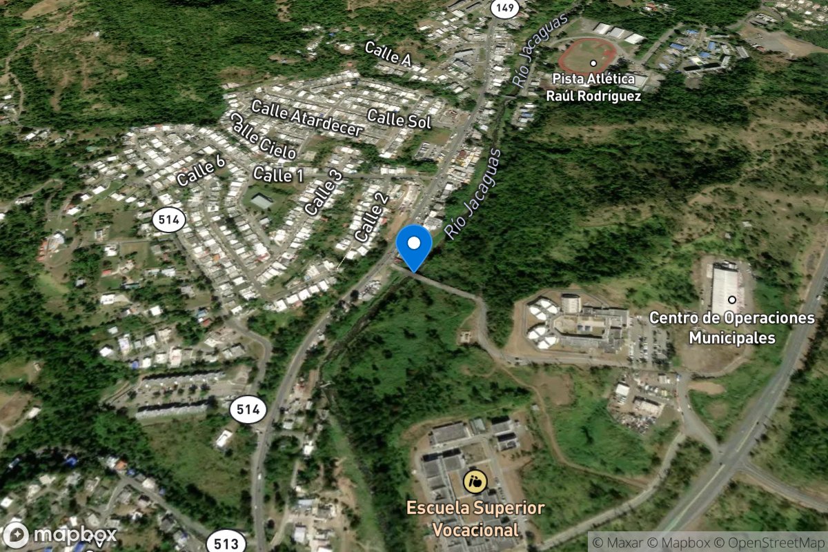 Rio Jacaguas above Lago Guayabal location