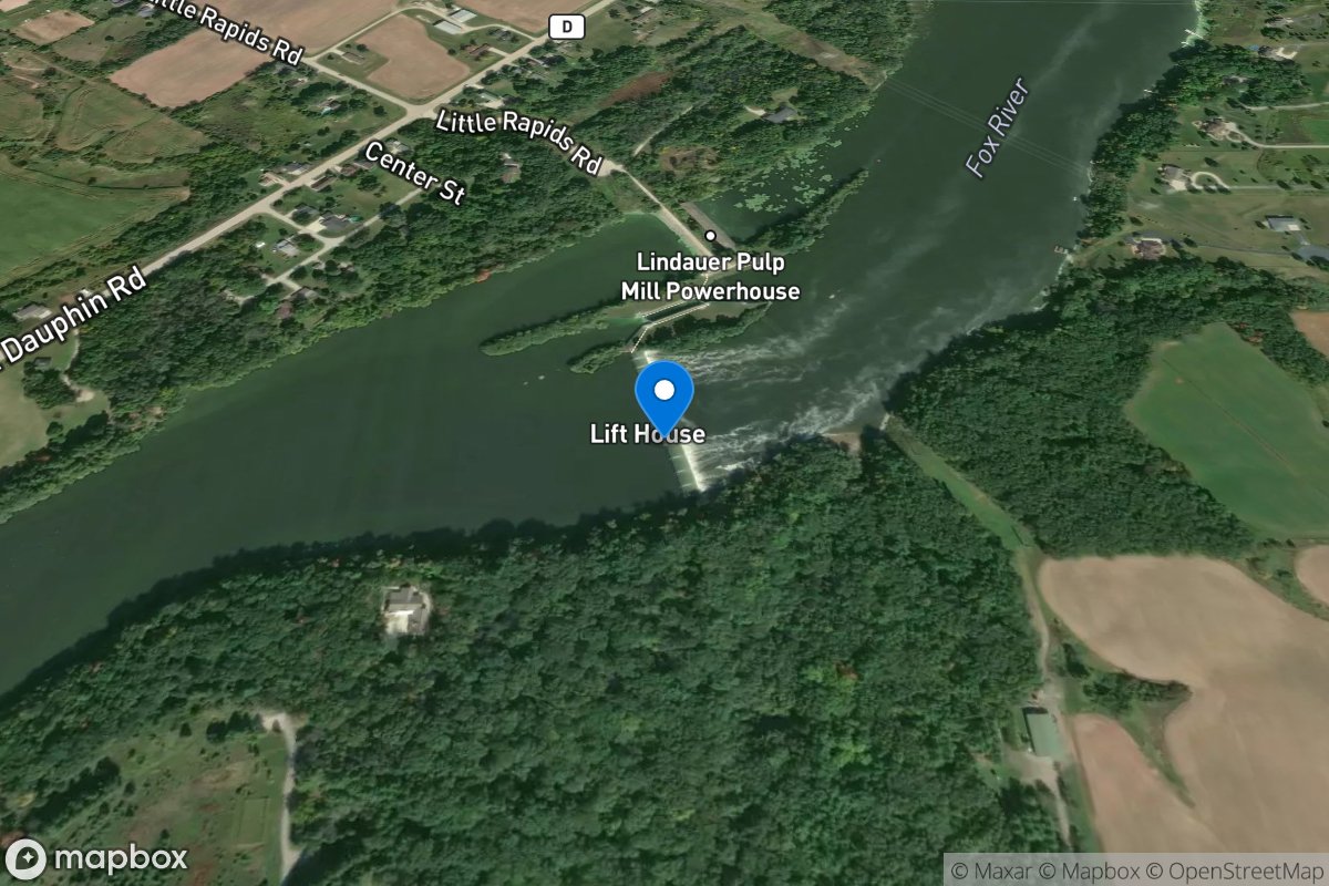 Fox River above Little Kaukauna Dam, WI location