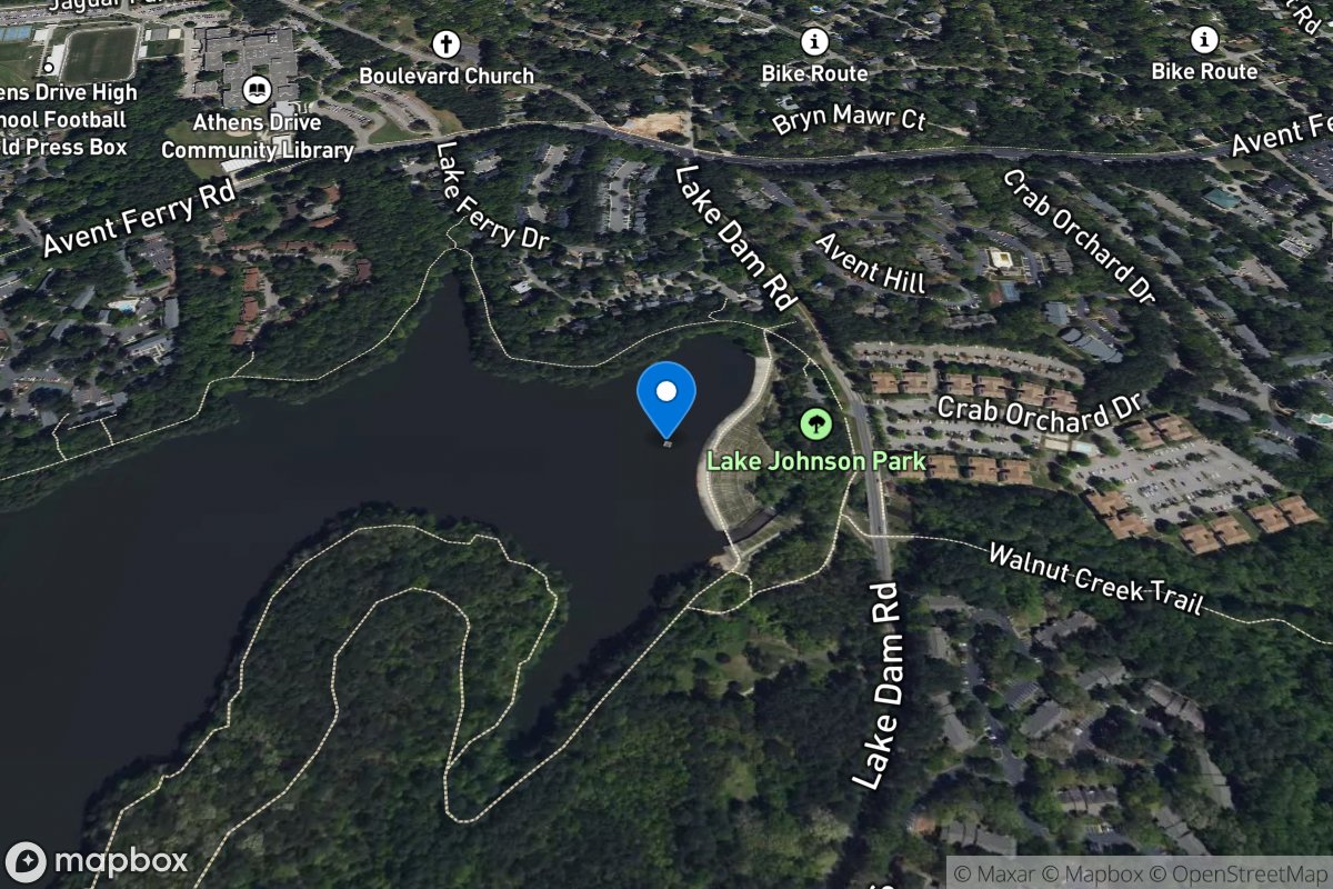 LAKE JOHNSON ABOVE DAM AT RALEIGH, NC location