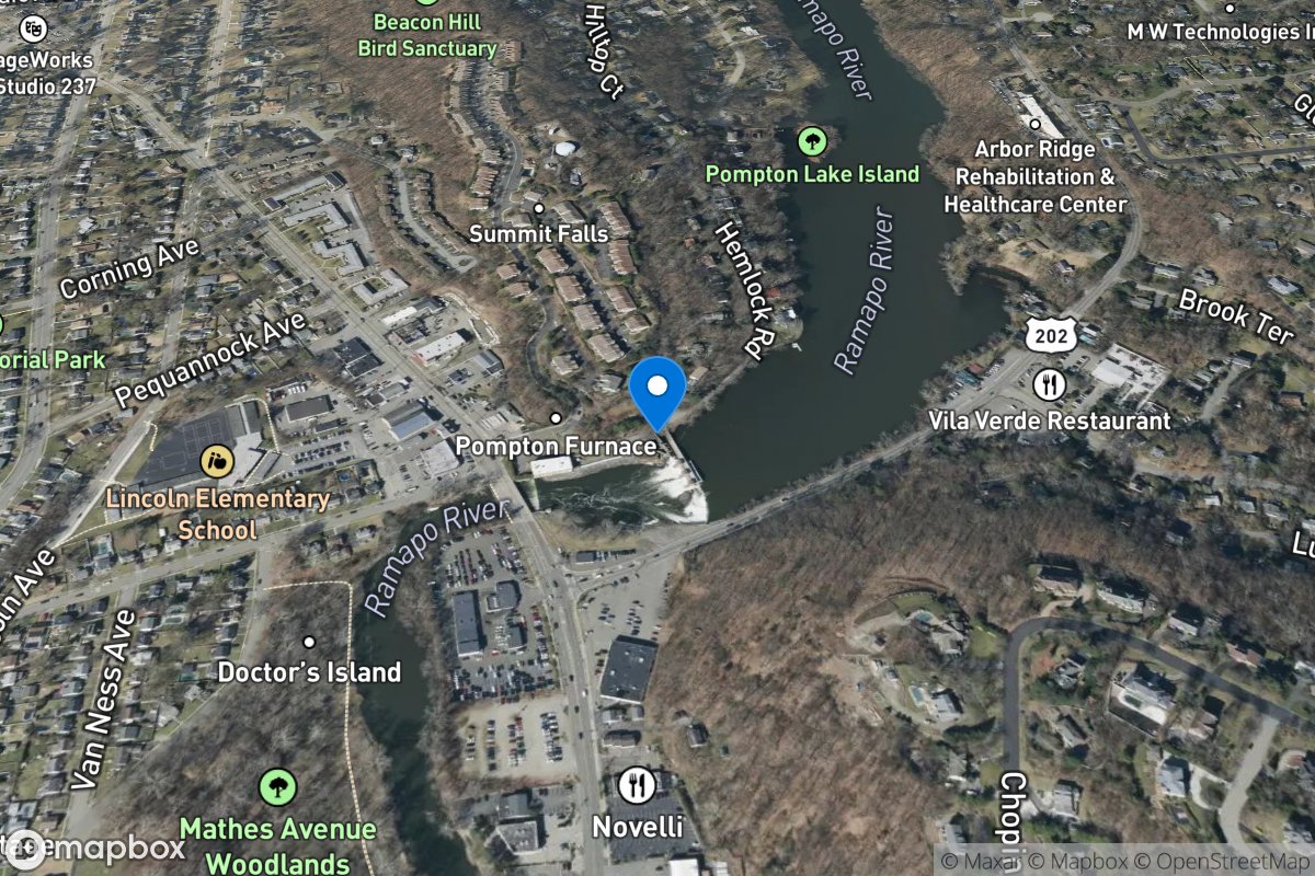 Ramapo River above dam at Pompton Lakes NJ location